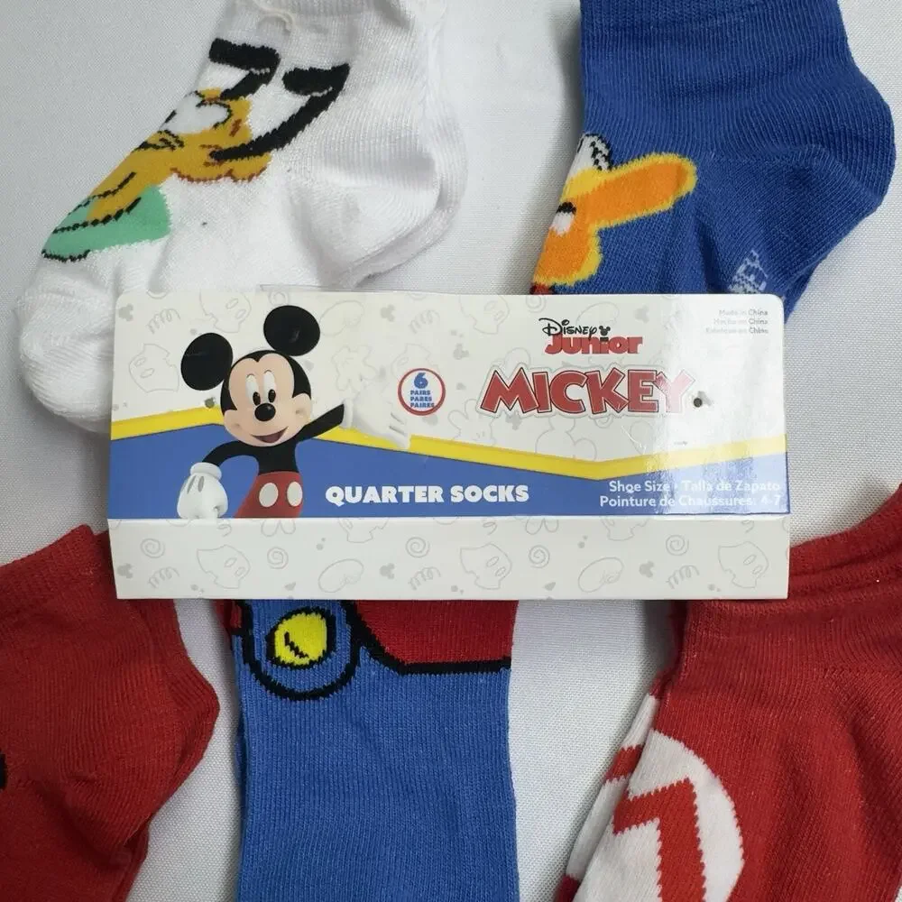 Disney Junior Mickey Quarter Socks 5 pair Infant Shoe Size 4-7